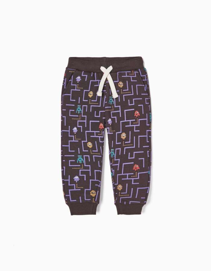 Cotton Joggers for Baby Boys 'Labyrinth', Dark Grey/Purple – Image 1