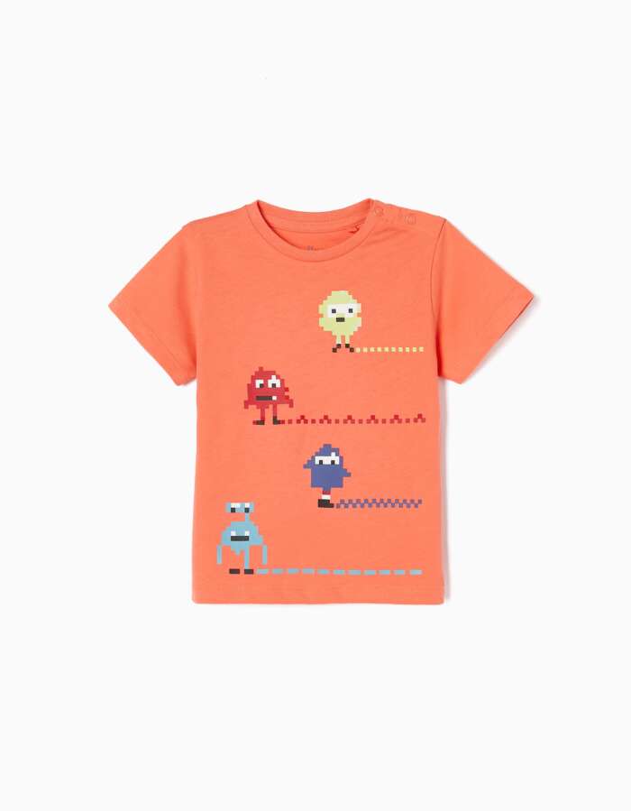 Cotton T-shirt for Baby Boys 'Gaming', Orange – Image 1