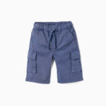 SHORTS DE SPORT EN SERGÉ POUR GARÇON, BLEU FONCÉ