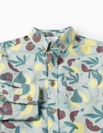 CHEMISE LS AOP POPELINE VERT CLAIR 9/10 – Image 3