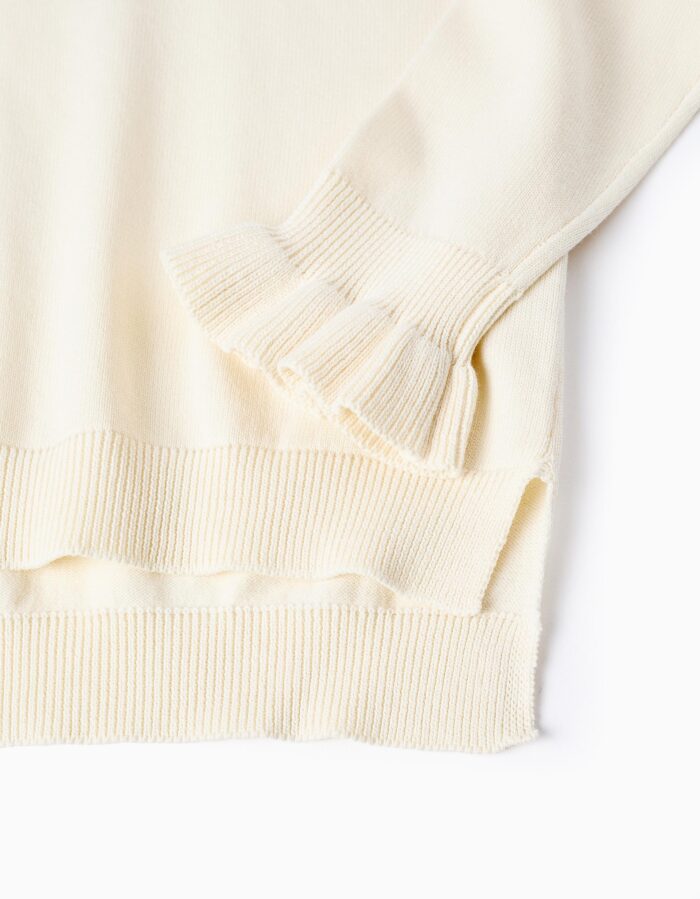 Pull col montant à poignets ondulés fille Blanc – Image 3