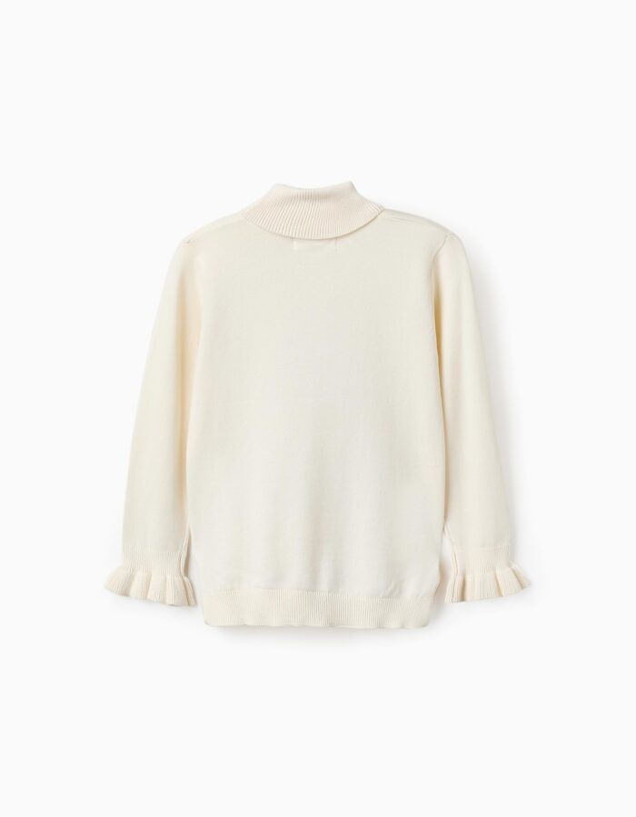 Pull col montant à poignets ondulés fille Blanc – Image 2