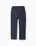 Pantalon Cargo Twill Garçon 'Straight', Bleu Foncé – Image 2