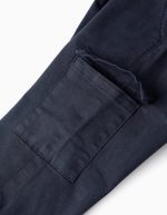 Pantalon Cargo Twill Garçon 'Straight', Bleu Foncé – Image 4