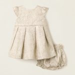 Robe texturée bébé fille, blanc/doré