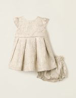 Robe texturée bébé fille, blanc/doré