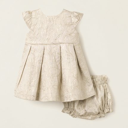 Robe texturée bébé fille, blanc/doré
