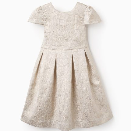 Robe texturée pour fille, blanc/or