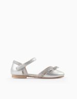 Ballerines à paillettes avec nœud pour fille, argent