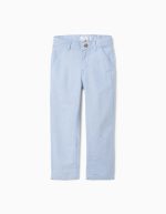 Pantalon en Coton Oxford Garçon 'Slim', Bleu Clair