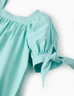 Robe fille en coton et lin, bleu clair – Image 3