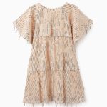 Robe à Paillettes Fille, Beige/Or