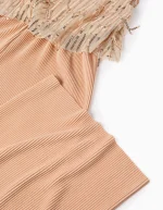 Combinaison plissée à paillettes fille, beige/doré – Image 3