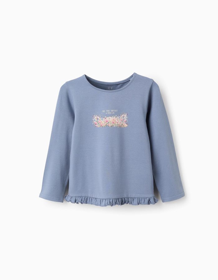 MAILLOT T-SHIRT ML, BLEU, 3/4 – Image 1