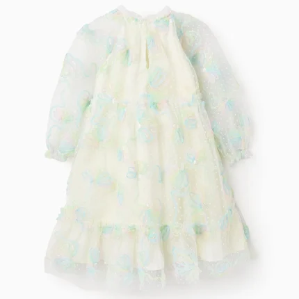 ROBE ML 3D TULLE, BLANC