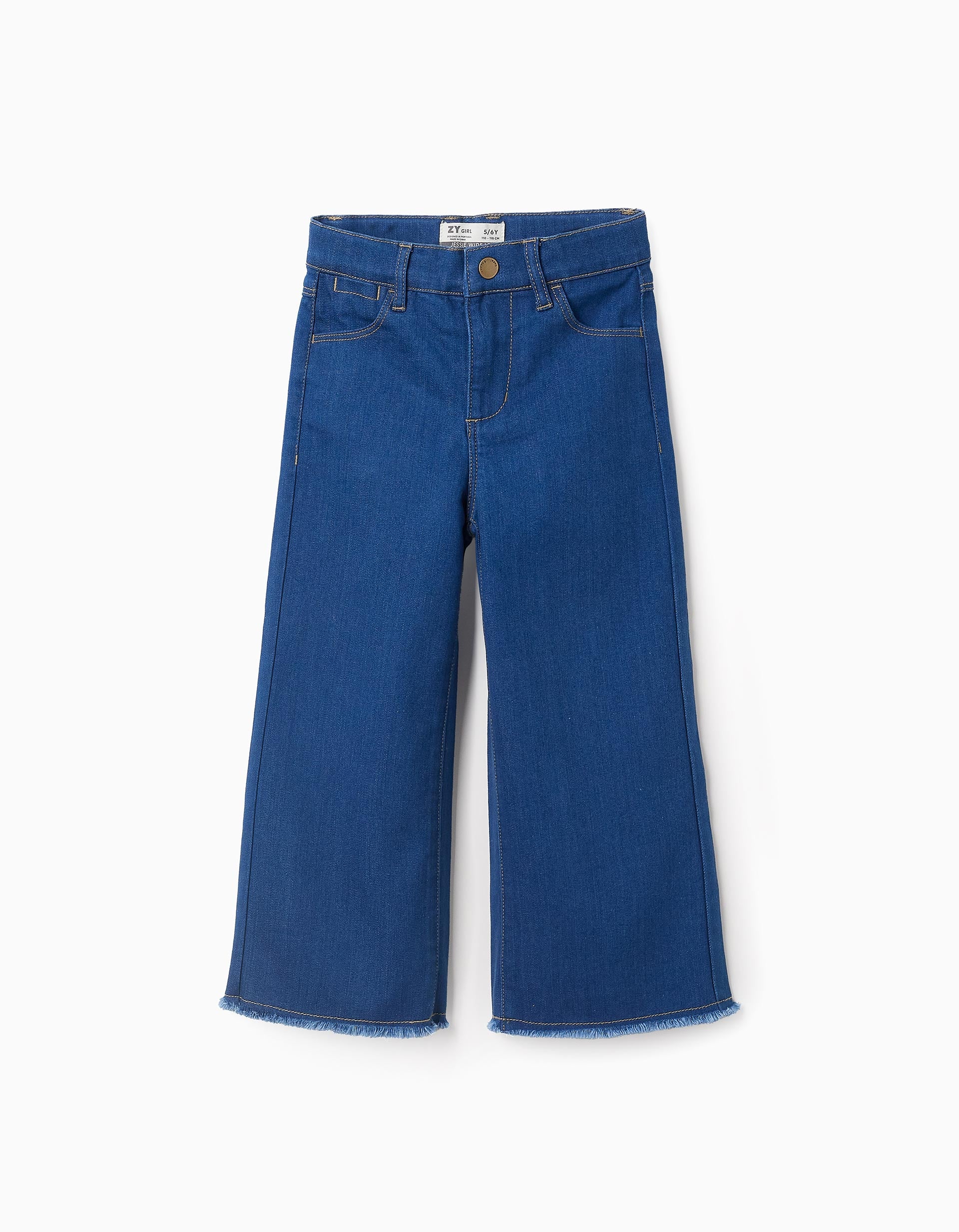 31072518003-0 Pantalon en Jean avec Ourlets Effilochés pour Fille 'Wide Leg', Bleu – Image 1