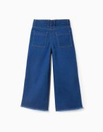 Pantalon en Jean avec Ourlets Effilochés pour Fille 'Wide Leg', Bleu – Image 2