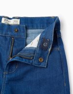 Pantalon en Jean avec Ourlets Effilochés pour Fille 'Wide Leg', Bleu – Image 3