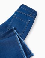 Pantalon en Jean avec Ourlets Effilochés pour Fille 'Wide Leg', Bleu – Image 4