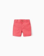 Short chino en coton et lin bébé garçon, rouge
