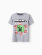 T-shirt en coton garçon 'Minecraft', gris