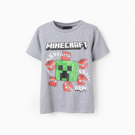 T-shirt en coton garçon 'Minecraft', gris