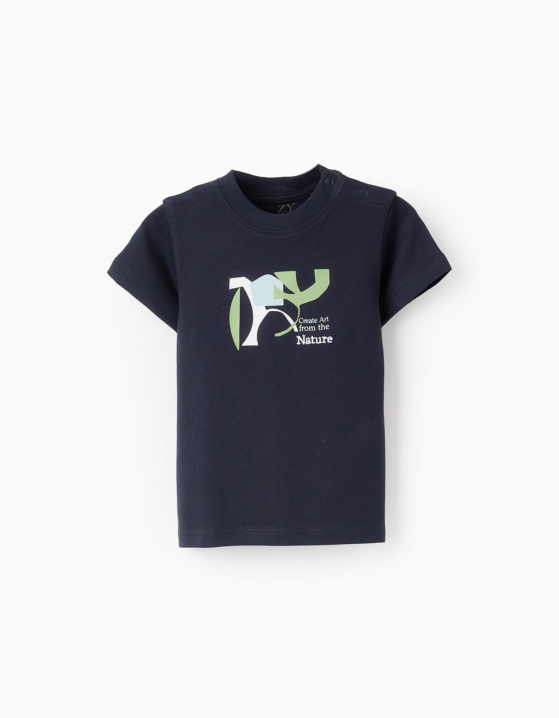 290520256838308d975f9.jpeg T-shirt en coton bébé garçon 'Nature', bleu foncé – Image 1