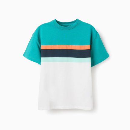 T-shirt en coton garçon 'Stripes', multicolore