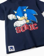 T-shirt en coton garçon 'Sonic', bleu foncé – Image 3