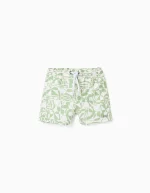 Short de bain à motif garçon, blanc/vert
