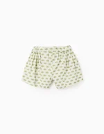 Short en coton à motif floral fille, beige/vert – Image 2