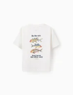 T-shirt Garçon en Coton avec Dos Imprimé 'Ria', Blanc – Image 2