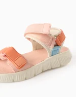 Sandales ultralégères à fermetures tactiles fille, corail – Image 4