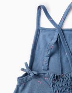 Combinaison en coton fleuri fille, bleu – Image 3