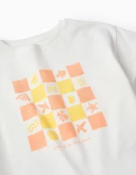T-shirt + Short Fille 'Summer', Blanc/Corail – Image 3