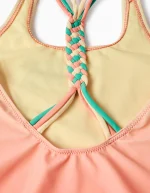 Maillot de bain à paillettes et bretelles tressées fille, jaune – Image 4