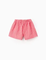 Short texturé rayé pour fille, rouge/blanc – Image 2