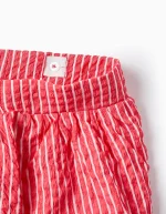 Short texturé rayé pour fille, rouge/blanc – Image 3