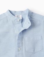 Chemise col Mao avec poche bébé garçon bleu clair – Image 3