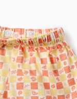 Short en coton à motif et volants fille, jaune/orange – Image 3