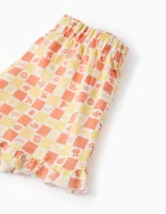 Short en coton à motif et volants fille, jaune/orange – Image 4