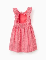 Robe texturée rayée à volants pour fille, rouge/blanc – Image 3