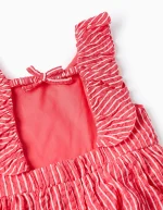 Robe texturée rayée à volants pour fille, rouge/blanc – Image 4