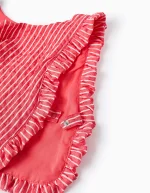 Hauts texturés rayés à volants pour filles, rouge/blanc – Image 3