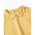 T-shirt col ondulé en coton bébé fille, jaune – Image 3