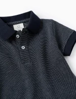 Polo à pois pour bébé garçon, bleu foncé/blanc – Image 3