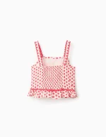 Haut à bretelles à pois pour fille, blanc/rouge – Image 2