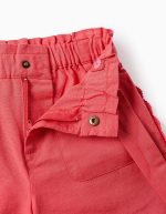 Short Fille en Coton et Lin avec Crochet 'You&Me', Rouge – Image 3