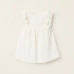 Chemisier à broderie anglaise et volants pour bébé fille, blanc