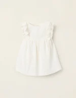 Chemisier à broderie anglaise et volants pour bébé fille, blanc